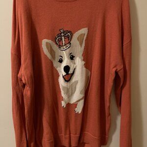 Time and Tru Womens Queen Pembroke Welsh Corgi Novelty Sweater XL Extra Large